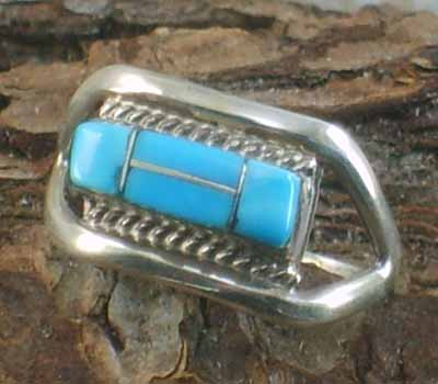 Native American Turquoise Inlay Ring- sz 7.75